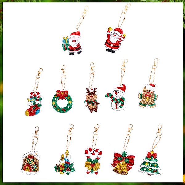 

PandaHall Christmas Theme DIY Diamond Painting Keychain Kit, Including Acrylic Board, Keychain Clasp, Bead Chain, Resin Rhinestones Bag...