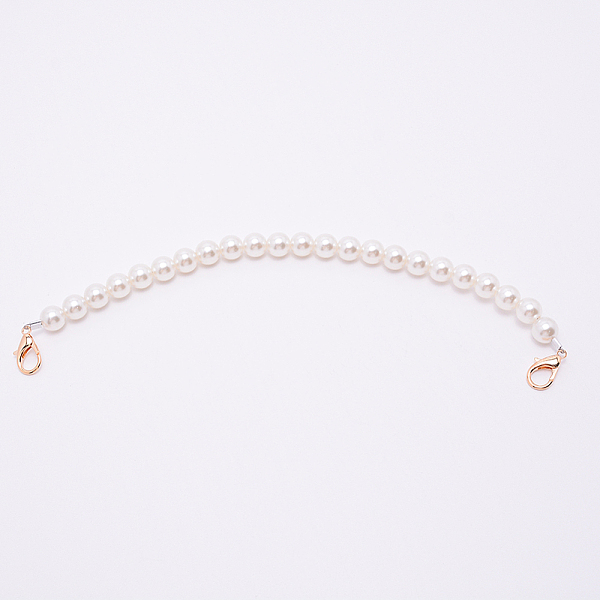 

PandaHall White Acrylic Round Beads Bag Handles, with Zinc Alloy Lobster Clasps and Steel Wire, for Bag Replacement Accessories, Light Gold...