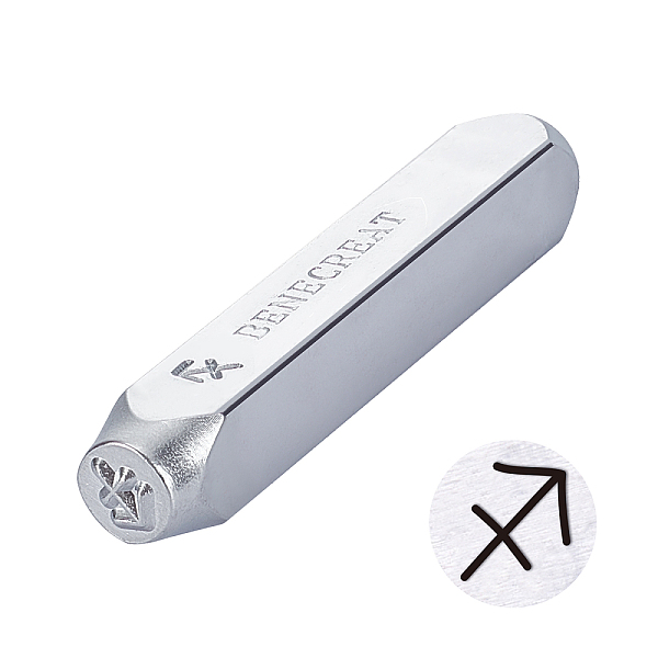 PandaHall Iron Seal Stamps, Stamping Tools, for Leather Craft, 12 Constellations Patterns, Sagittarius, 65.5x10mm Iron Sagittarius