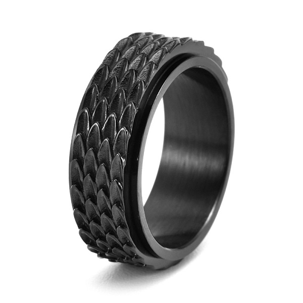 

PandaHall Grooved Feather Titanium Steel Rotating Finger Ring, Fidget Spinner Ring for Calming Worry Meditation, Black, US Size 10(19.8mm)...