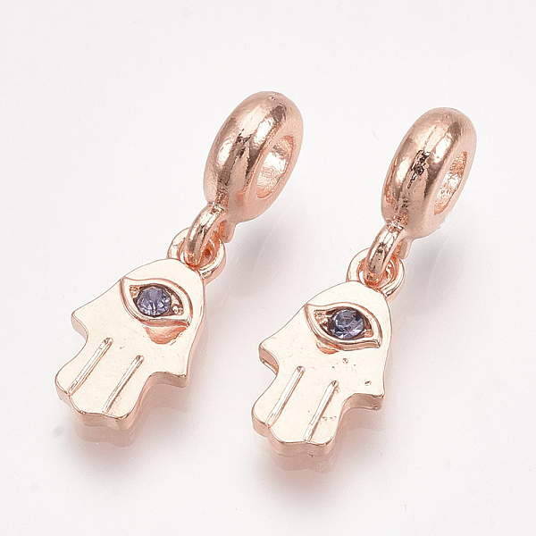 

PandaHall Alloy European Dangle Charms, with Rhinestone, Large Hole Pendants, Hamsa Hand/Hand of Fatima /Hand of Miriam with Eye, Tanzanite..., Purple