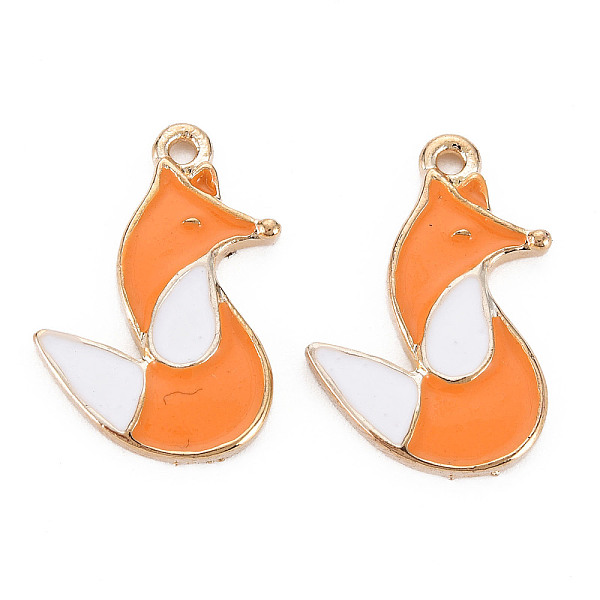 

PandaHall Rack Plating Alloy Pendants, Cadmium Free & Lead Free, Fox, Dark Orange, 23x15.5x2mm, Hole: 1.6mm Alloy+Enamel Fox