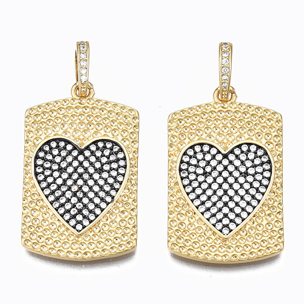 

PandaHall Brass Micro Pave Clear Cubic Zirconia Pendants, Nickel free, Rectangle with Heart, Real 16K Gold Plated, 29x18x2mm, Hole: 5x6mm...