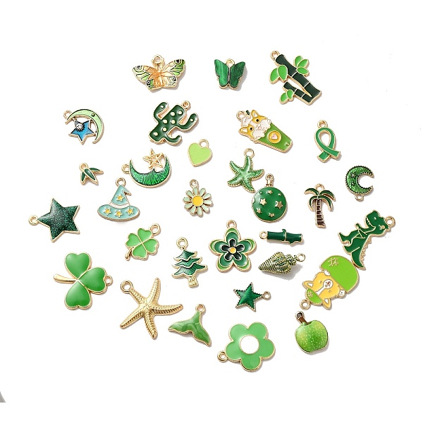 

PandaHall Alloy Enamel Pendants, Mixed Shapes, Golden, Green, 10~25x10~24x2~3.5mm, Hole: 1.4~2.5mm, about 100pc/bag Alloy+Enamel Mixed...