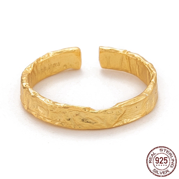 

PandaHall 925 Sterling Silver Cuff Rings, Open Rings, Textured, Golden, US Size 6(16.5mm) Sterling Silver