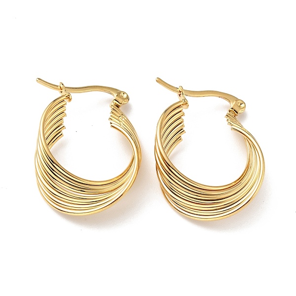 

PandaHall Vacuum Plating 201 Stainless Steel Interlocking Multi Layered Hoop Earrings with 304 Stainless Steel Pins, Intertwined Jewelry for...