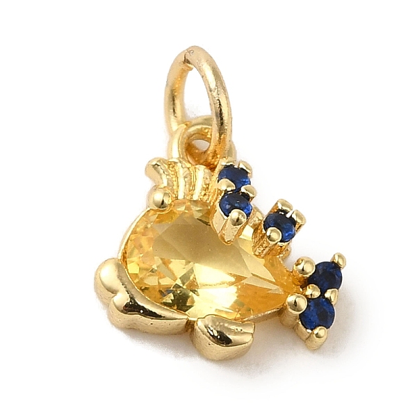 

PandaHall Brass Micro Pave Cubic Zirconia Pendants, Real 18K Gold Plated, Fish, 10.5x10.5x5mm, Hole: 3.2mm Brass+Cubic Zirconia Fish Clear