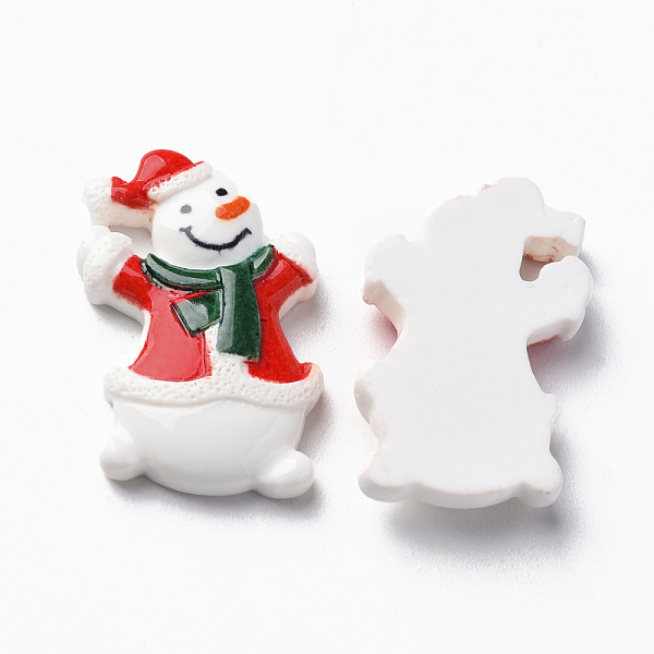 

PandaHall Opaque Resin Cabochons, Christmas Style, Snowman, Red, 25x17x5mm Resin Snowman Red