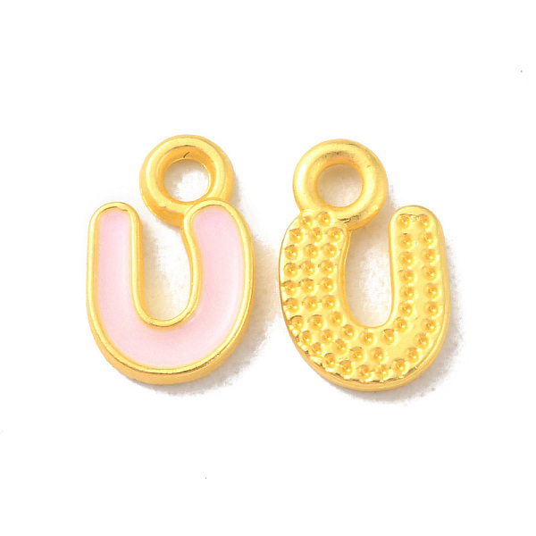 

PandaHall Alloy Enamel Pendants, Matte Gold Color, Letter Charm, Nickel Free, Letter U, 10x7x1.5mm, Hole: 1.6mm Alloy+Enamel Letter U