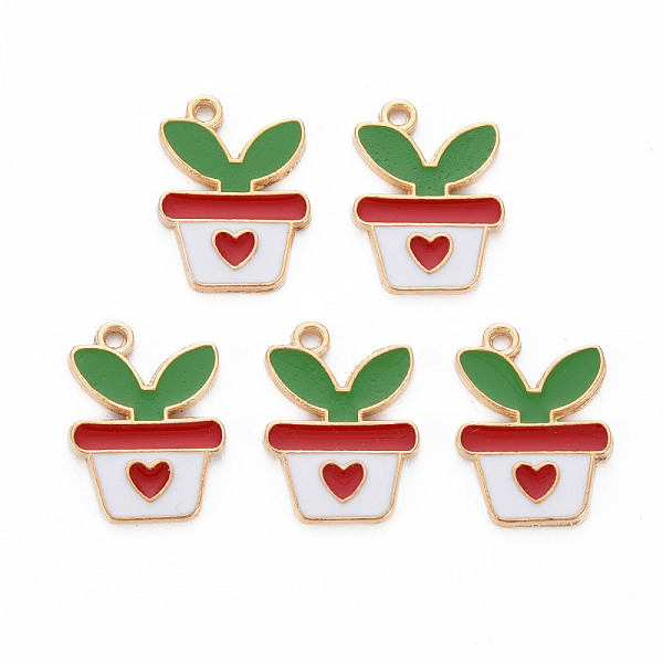 

PandaHall Alloy Enamel Pendants, Cadmium Free & Lead Free, Light Gold, Potting with Heart & Leaf, White, 17.5x13x1.5mm, Hole: 1.2mm...