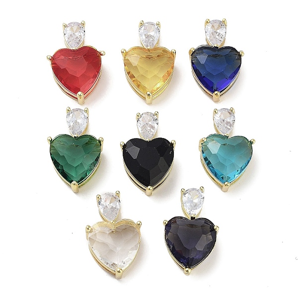 

PandaHall Real 18K Gold Plated Rack Plating Brass Micro Pave Cubic Zirconia Pendants, with Glass, Long-Lasting Plated, Cadmium Free & Lead..., Multicolor