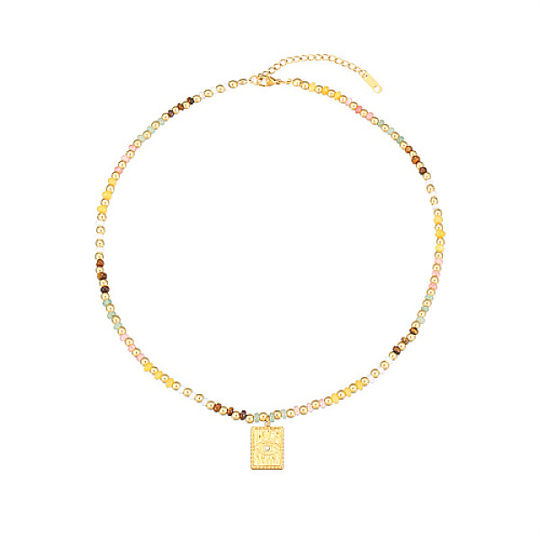 

PandaHall Stainless Steel Pendant Necklaces, Beaded Necklace for Women, Rectangle, 15-3/4 inch(40cm) Stainless Steel Rectangle