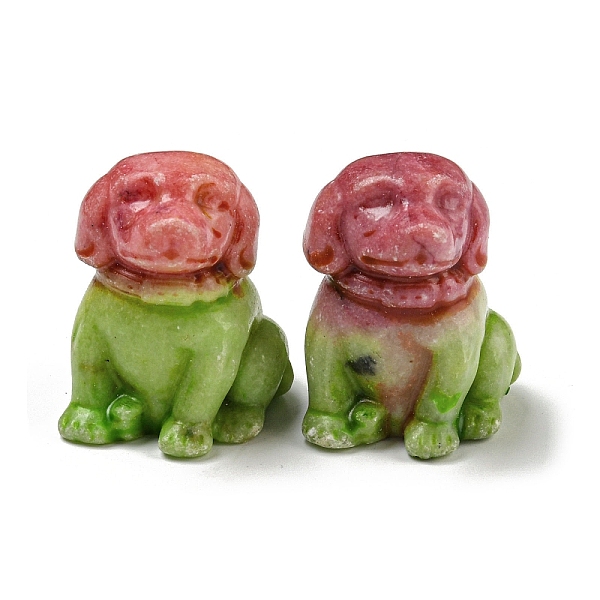 Dyed Natural Imperial Jasper Dog Figurine Statue for Living Room Table Home Decoration