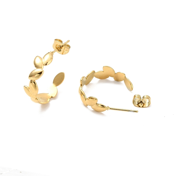 

PandaHall Ion Plating(IP) 304 Stainless Steel Leaf Wrap Stud Earring, Half Hoop Earrings for Women, Golden, 19.5x6mm, Pin: 0.7mm 304...