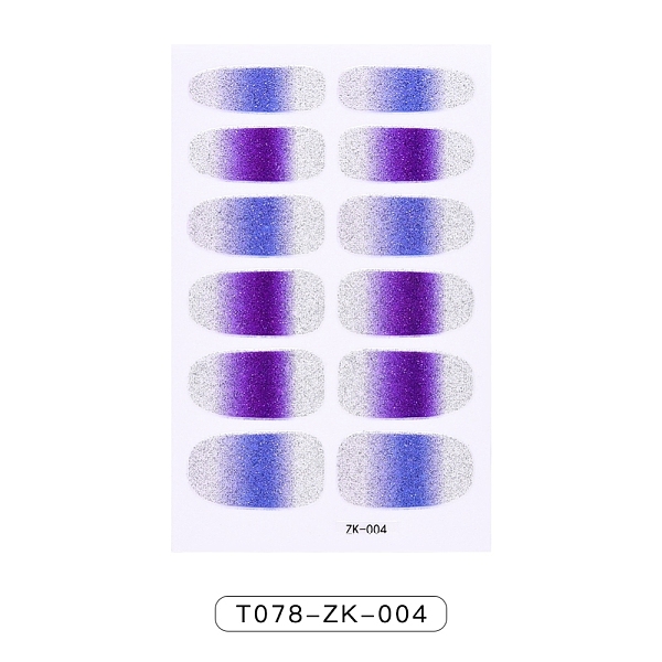 

PandaHall Full-Cover Gradient Wraps Nail Polish Stickers, Glitter Powder Self-adhesive Nail Art Decals Strips, with Manicure Buffer Files..., Purple