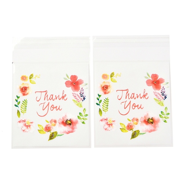 

PandaHall Rectangle OPP Self-Adhesive Bags, with Word Thank You and Flower Pattern, for Baking Packing Bags, Colorful, 17.4x14x0.02cm...