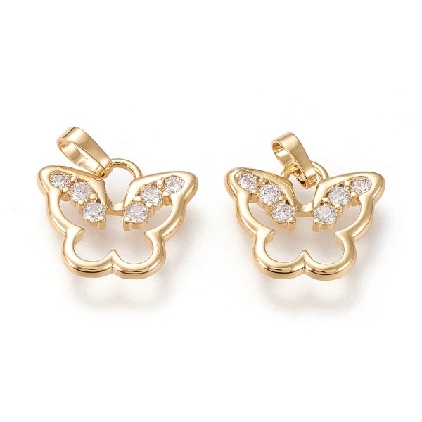 

PandaHall Brass Micro Pave Cubic Zirconia Pendants, Long-lasting Plated, Butterfly, Golden, 16x18.5x2mm, Hole: 6x3.5mm Brass+Cubic Zirconia..., Clear