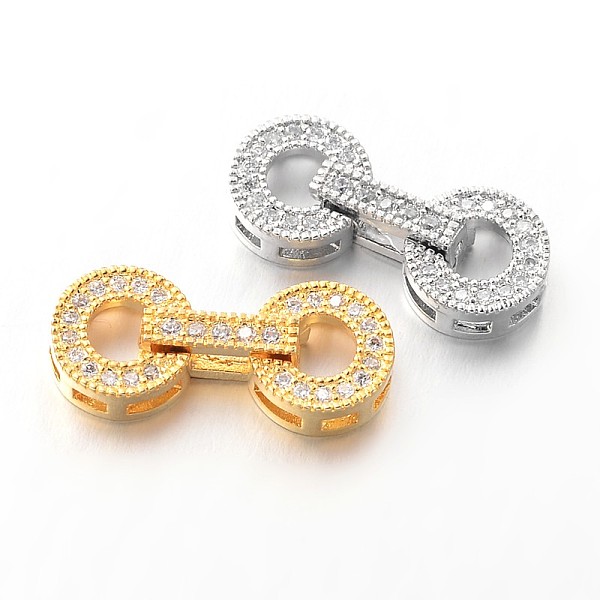 

PandaHall Flat Round Brass Micro Pave Cubic Zirconia Fold Over Clasps, Lead Free & Nickel Free, Mixed Color, 22x10x4.5mm, Hole: 2x2mm..., Multicolor