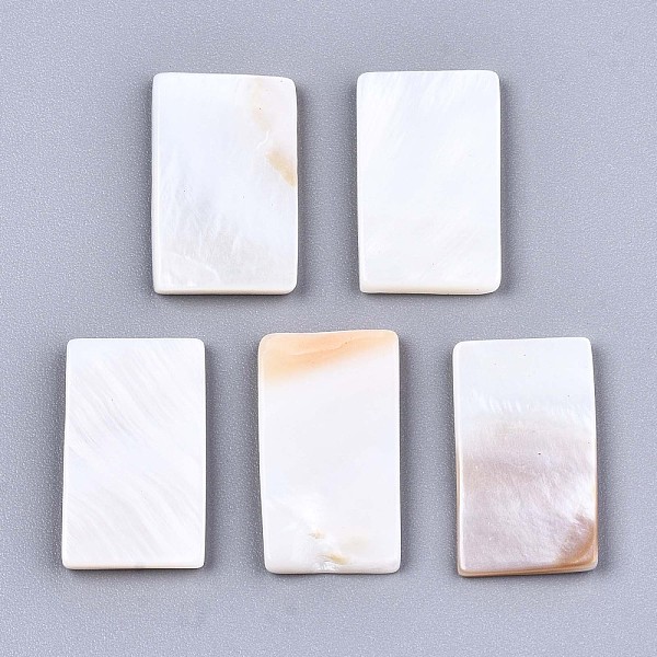 

PandaHall Natural Freshwater Shell Cabochons, Rectangle, Seashell Color, 20x11.5x2mm Shell Rectangle