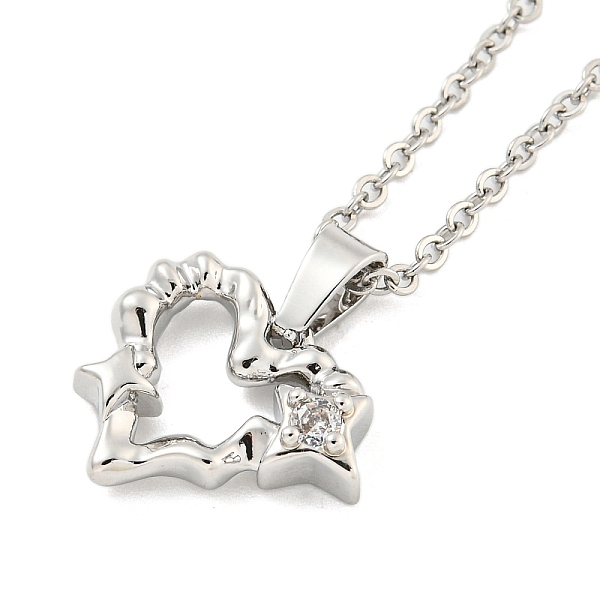 

PandaHall Brass Micro Pave Clear Cubic Zirconia Pendant Necklaces, Cable Chain, Heart, Platinum, 19.88 inch(50.5cm) Brass Heart