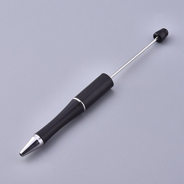 

PandaHall Plastic Beadable Pens, Shaft Black Ink Ballpoint Pen, for DIY Pen Decoration, Black, 144x12mm, The Middle Pole: 2mm Plastic Black