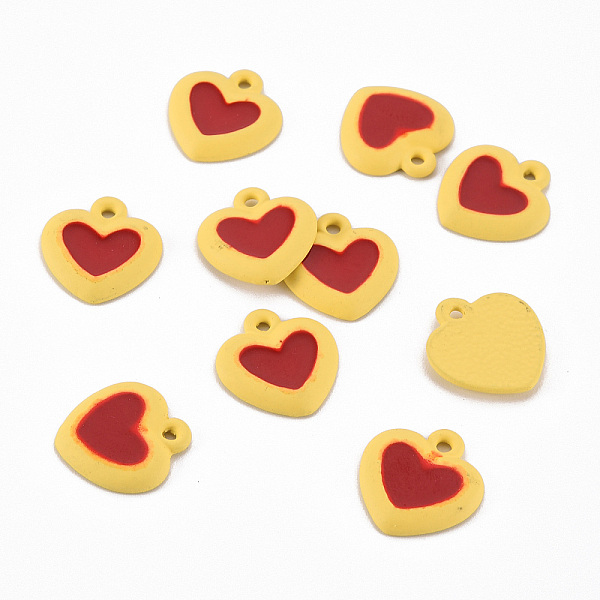 

PandaHall Spray Painted Alloy Enamel Charms, Cadmium Free & Lead Free, Heart, Yellow, 14x13x2.5mm, Hole: 1.2mm Alloy Heart Yellow
