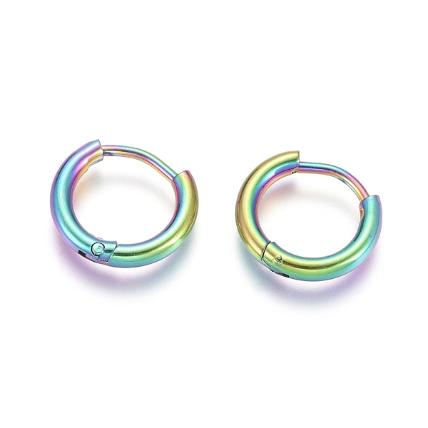 

PandaHall Ion Plating(IP) 304 Stainless Steel Huggie Hoop Earrings, Hypoallergenic Earrings, with 316 Surgical Stainless Steel Pin, Rainbow...