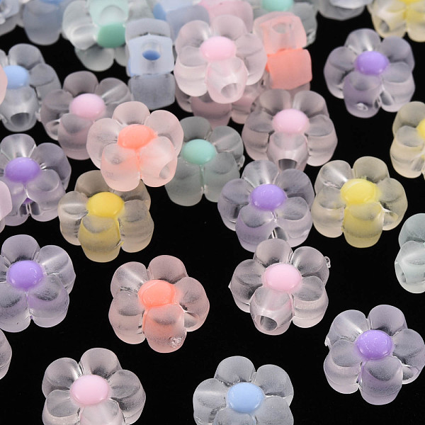 

PandaHall Transparent Acrylic Beads, Frosted, Bead in Bead, Flower, Mixed Color, 12x12.5x6mm, Hole: 2.5mm, about 893pcs/500g Acrylic Flower..., Multicolor