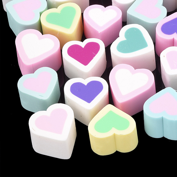 

PandaHall Handmade Polymer Clay Cabochons, Heart, Mixed Color, 11~15x13~15x10mm Polymer Clay Heart Multicolor