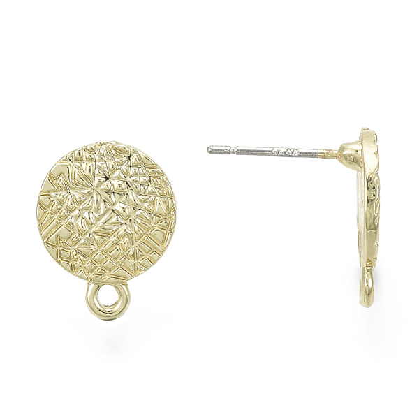 

PandaHall Alloy Stud Earring Findings, with Loop, Steel Pins, Flat Round, Light Gold, 14.5x11mm, Hole: 1.4mm, Pin: 0.7mm Alloy Flat Round