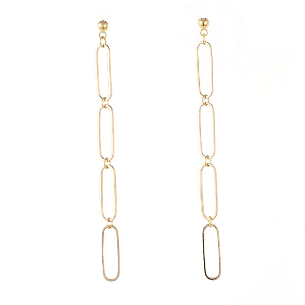 

PandaHall Brass Dangle Stud Earrings, with 304 Stainless Steel Stud Earring Findings, and Ear Nut/Earring Backs, Golden, 90mm, Pin: 0.7mm...