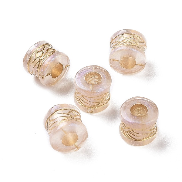 

PandaHall Plating Transparent Acrylic Beads, Golden Metal Enlaced, Column, Clear, 9x7.5mm, Hole: 3.8mm, 1690pcs/500g Acrylic Column Clear