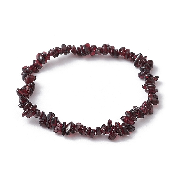 

PandaHall Natural Garnet Chips Beaded Stretch Bracelets for Women, Inner Diameter: 2-1/4~2-1/2 inch(50~52mm) Garnet Chip