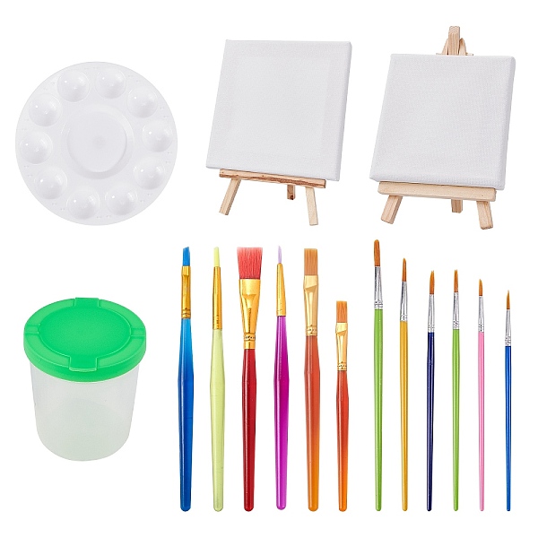 PandaHall DIY Painting Kit, with Wooden Sketchpad & Easel, Plastic Watercolor Oil Palette & Art Brushes Pens & Pen Cup, Nylon Art Supplies...