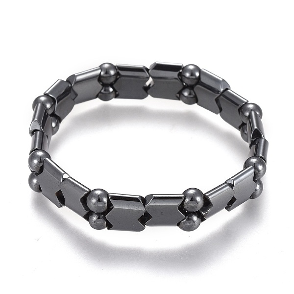 

PandaHall Non-magnetic Synthetic Hematite Stretch Bracelets, Wave & Round, Inner Diameter: 2-1/4 inch(5.6cm) Non-magnetic Hematite