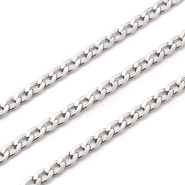 

PandaHall 304 Stainless Steel Cuban Link Chains, with Spool, Unwelded, Stainless Steel Color, 6x3.5x0.8mm, about 32.8 Feet(10m)/roll 304...
