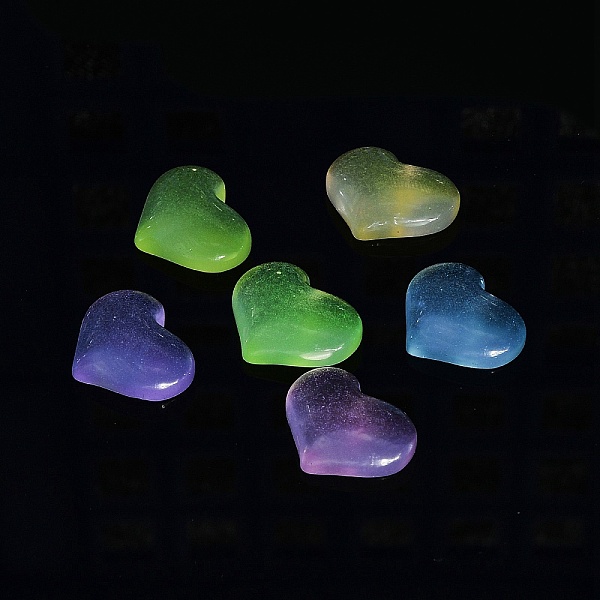 

PandaHall Luminous Transparent Resin Cabochons, Heart, Mixed Color, 15.5x20x7mm Resin Heart Multicolor