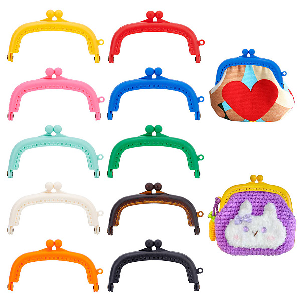 

PandaHall 10Pcs 10 Colors Plastic Kiss Lock Purse Frames, Purse Knitting Accessories, Mixed Color, 5.5x9.3x1.2cm, Hole: 1.5mm and 3mm..., Multicolor