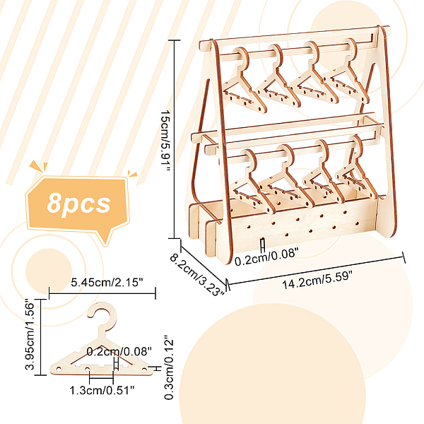 

PandaHall Coat Hanger Removable Wood Earring Displays, with 8 hangers, for Jewelry Display Supplies, PapayaWhip, Finish Product..., Orange