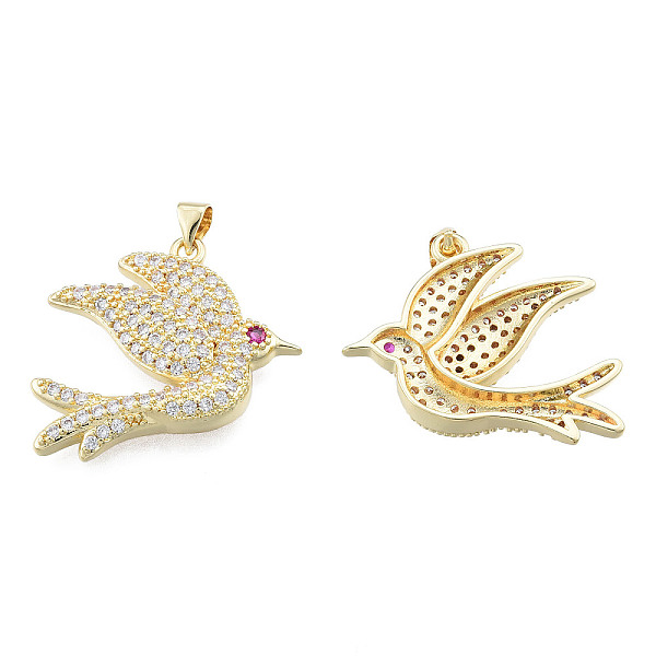 

PandaHall Brass Micro Pave Clear Cubic Zirconia Pendants, with Brass Snap on Bails, Nickel Free, Bird, Real 18K Gold Plated, 29.5x25x5.5mm...