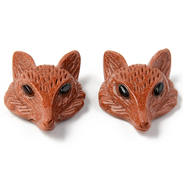 

PandaHall Synthetic Goldstone Pendants, Top Drilled Beads, with Black Onyx Eye, Fox Head, 41x29.5~30.5x13~14.5mm, Hole: 1.6mm Goldstone...