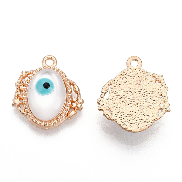 

PandaHall Rack Plating Alloy Resin Pendants, Evil Eye Oval Charms, with Enamel, Light Gold, Cadmium Free & Nickel Free & Lead Free, White...