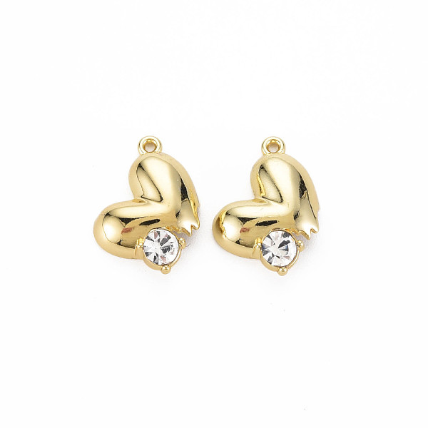 

PandaHall Rack Plating Alloy Pendants, Cadmium Free & Nickel Free & Lead Free, with Crystal Rhinestone, Heart, Light Gold, 12x16x5mm, Hole..., Clear