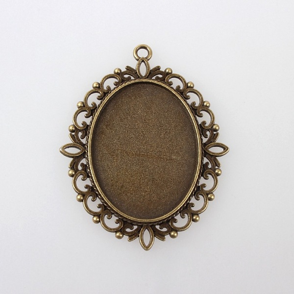 

PandaHall Large Vintage Tibetan Style Alloy Pendant Cabochon Settings, Plain Edge Bezel Cups, Cadmium Free & Nickel Free & Lead Free...