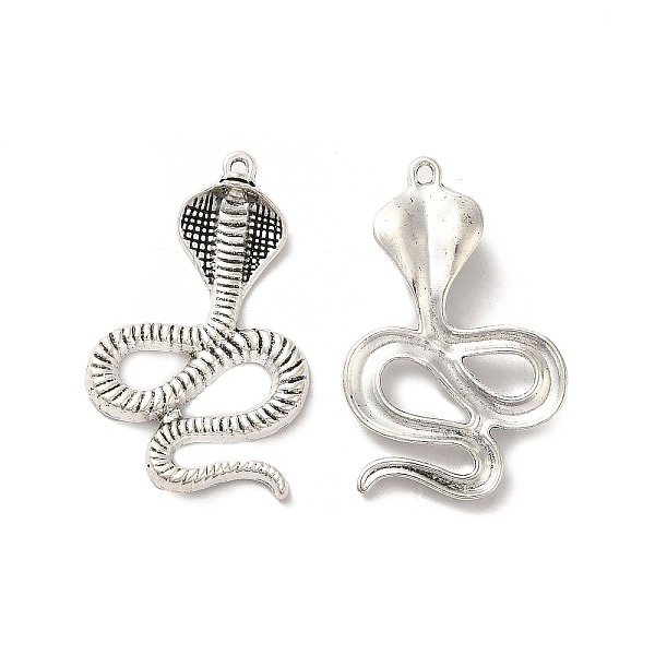 

PandaHall Tibetan Style Alloy Pendants, Snake Charm, Antique Silver, 44x27x3~6.5mm, Hole: 1.8mm, about 98pcs/500g Alloy Snake