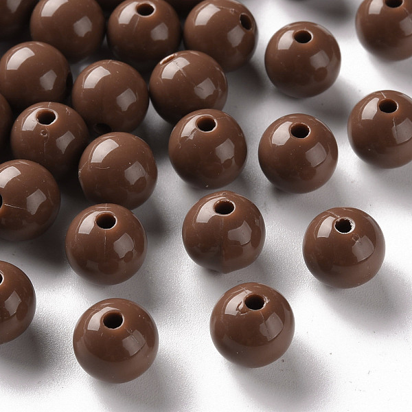 

PandaHall Opaque Acrylic Beads, Round, Camel, 10x9mm, Hole: 2mm, about 940pcs/500g Acrylic Round Brown