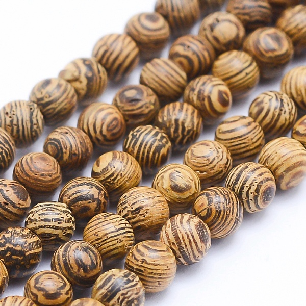 

PandaHall Natural Wenge Wood Beads Strands, Round, Dyed, 6mm, Hole: 1mm, about 64pcs/strand, 15.7 inch(40cm) Wenge Round Orange