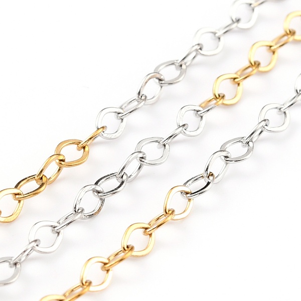 

PandaHall Two Tone 304 Stainless Steel Cable Chains, Soldered, with Spool, Golden & Stainless Steel Color, 4x3x0.5mm, 32.8 Feet(10m)/roll...