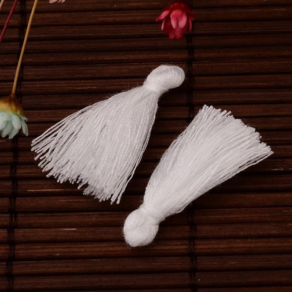 

PandaHall Cotton Thread Tassels Pendant Decorations, White, 25~31x5mm, about 39~47pcs/bag Cotton White