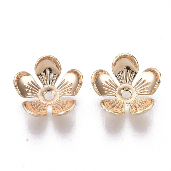 

PandaHall Brass Bead Caps, Nickel Free, 5-Petal, Flower, Real 18K Gold Plated, 11x3.5mm, Hole: 1.5mm Brass
